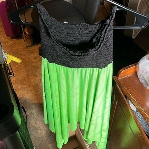Bright Green and Black Flowy Dress